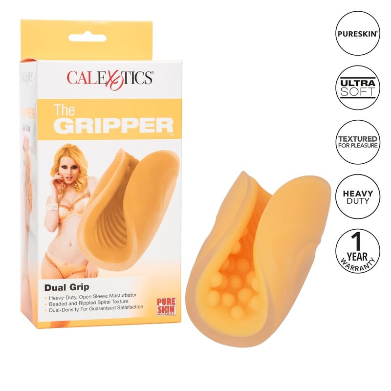 CALEXOTICS - MASTURBATEUR TEXTURÉ ORANGE À POIGNÉE PERLÉE