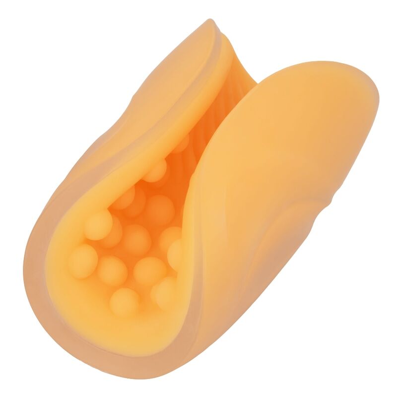 CALEXOTICS - MASTURBATEUR TEXTURÉ ORANGE À POIGNÉE PERLÉE