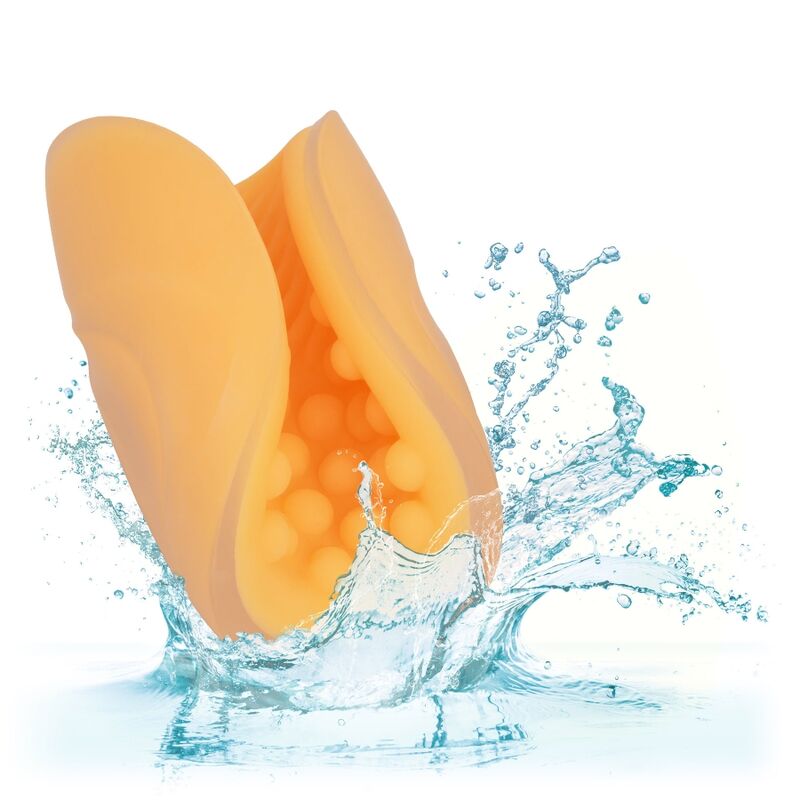CALEXOTICS - MASTURBATEUR TEXTURÉ ORANGE À POIGNÉE PERLÉE