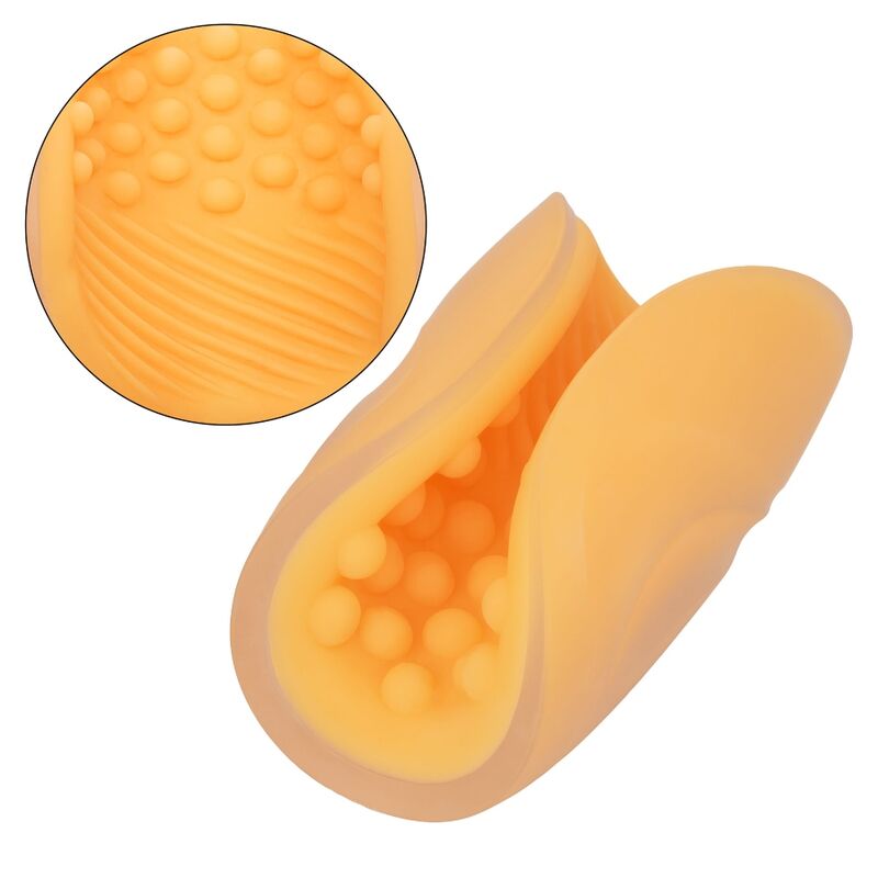 CALEXOTICS - MASTURBATEUR TEXTURÉ ORANGE À POIGNÉE PERLÉE