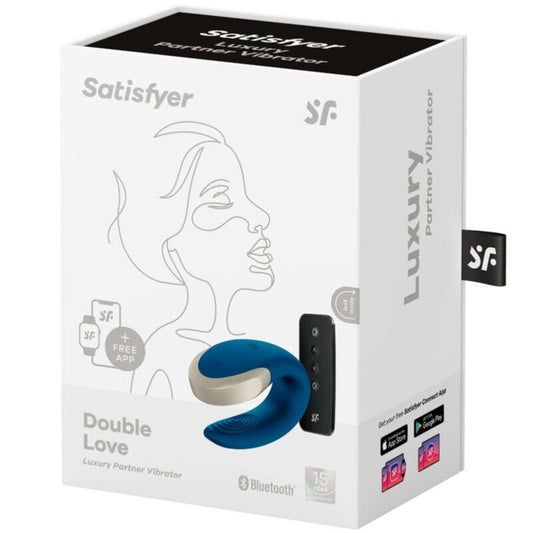 SATISFYER - VIBRATEUR DE LUXE POUR COUPLES AVEC APPLICATION DOUBLE LOVE BLEU