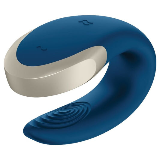 SATISFYER - VIBRATEUR DE LUXE POUR COUPLES AVEC APPLICATION DOUBLE LOVE BLEU