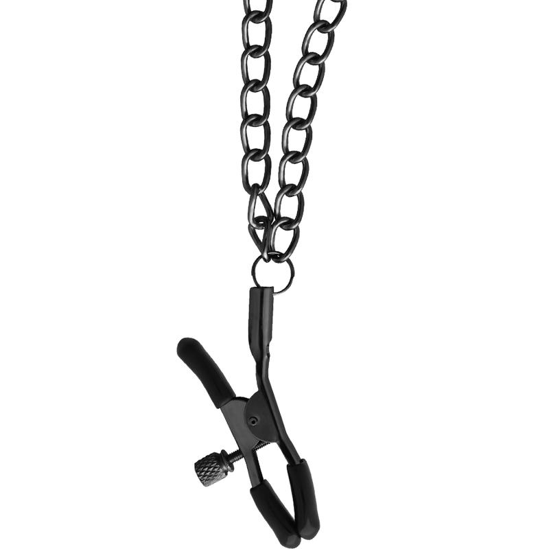 BEGME - COLLIER ÉDITION ROUGE AVEC CHAÎNES ET PINCES À TÉTONS DOUBLÉES DE NÉOPRÈNE
