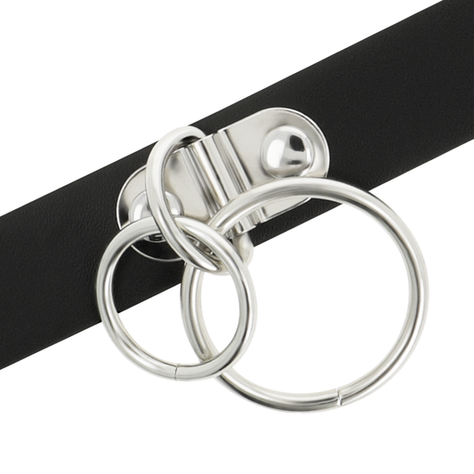 COQUETTE CHIC DESIRE - VEGAN LEATHER DOUBLE RING CHOKER