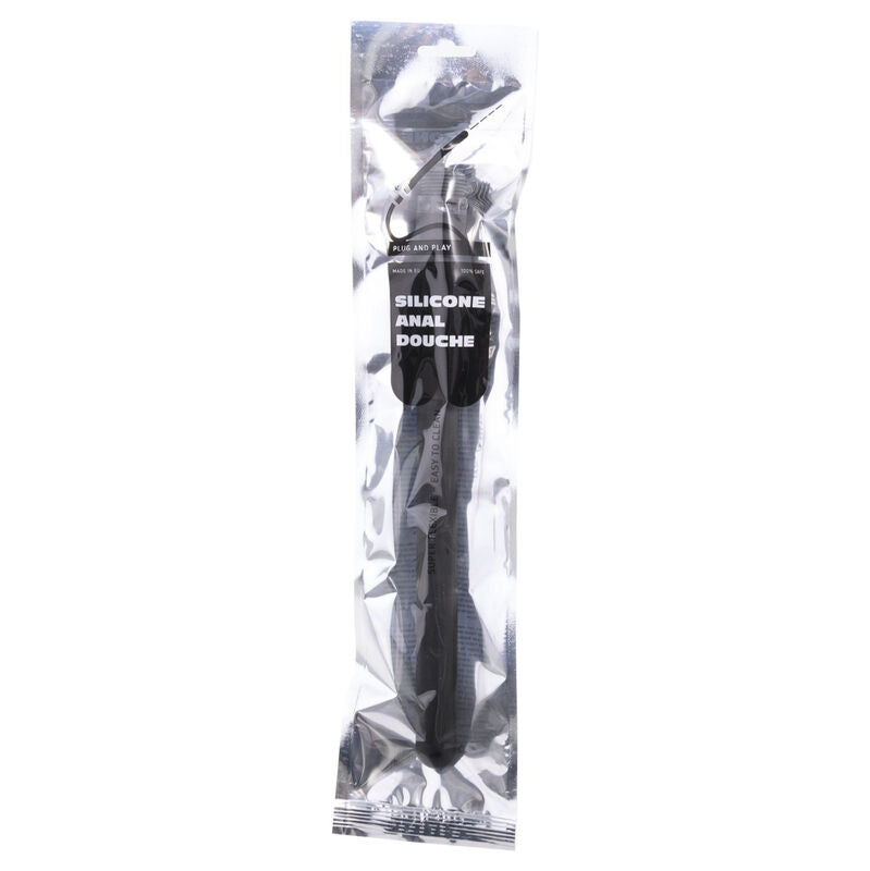Douche anale gonflable en silicone entièrement noire de 27 cm