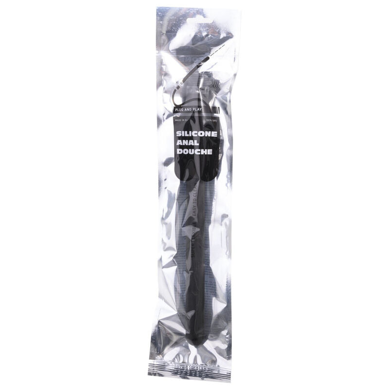 ALL BLACK - DOUCHE ANALE EN SILICONE NERVURÉE 27 CM