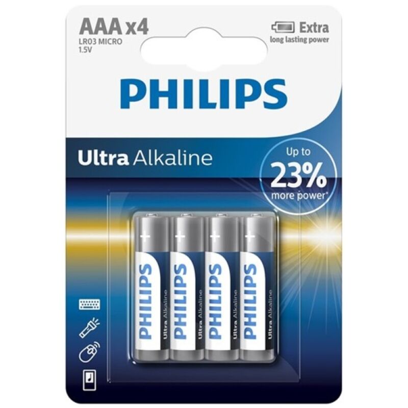 PHILIPS - ULTRA ALKALINE AAA BATTERY LR03 BLISTER*4