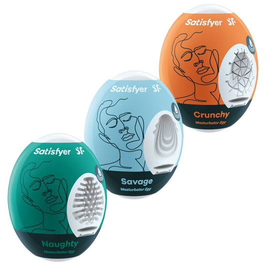 SATISFYER - 3 ŒUFS MASTURBATEURS COQUINS, SAUVAGES ET CROQUANTS