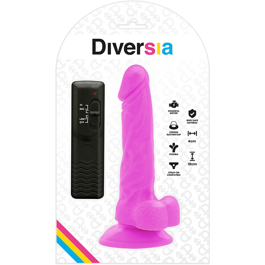 DIVERSIA - DILDO VIBRANT FLEXIBLE RÉALISTE LILAS 18 CM -OU- 4 CM