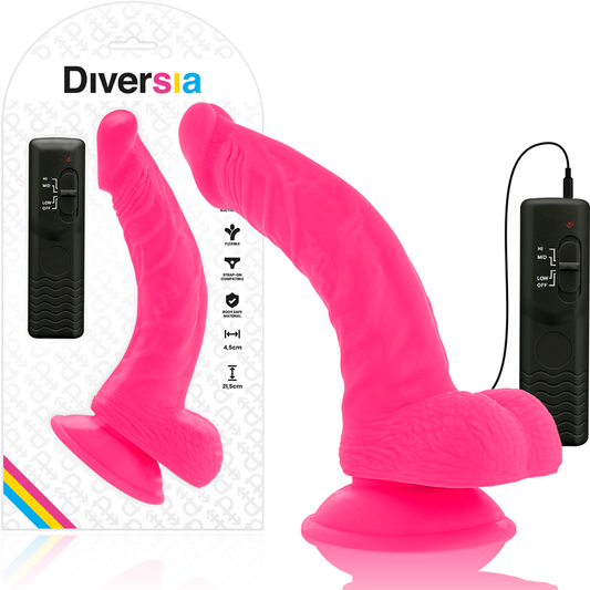 DIVERSIA - PINK VIBRATING FLEXIBLE REALISTIC DILDO 21.5 CM -OR- 4.5 CM