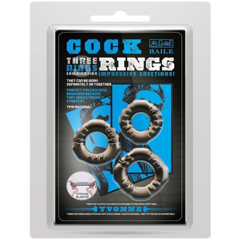 DANCE - COCK RINGS YVONNE LOT DE 3 ANNEAUX PÉNIS