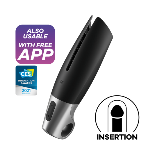 SATISFYER - MASTURBATEUR PUISSANT NOIR ET ARGENT