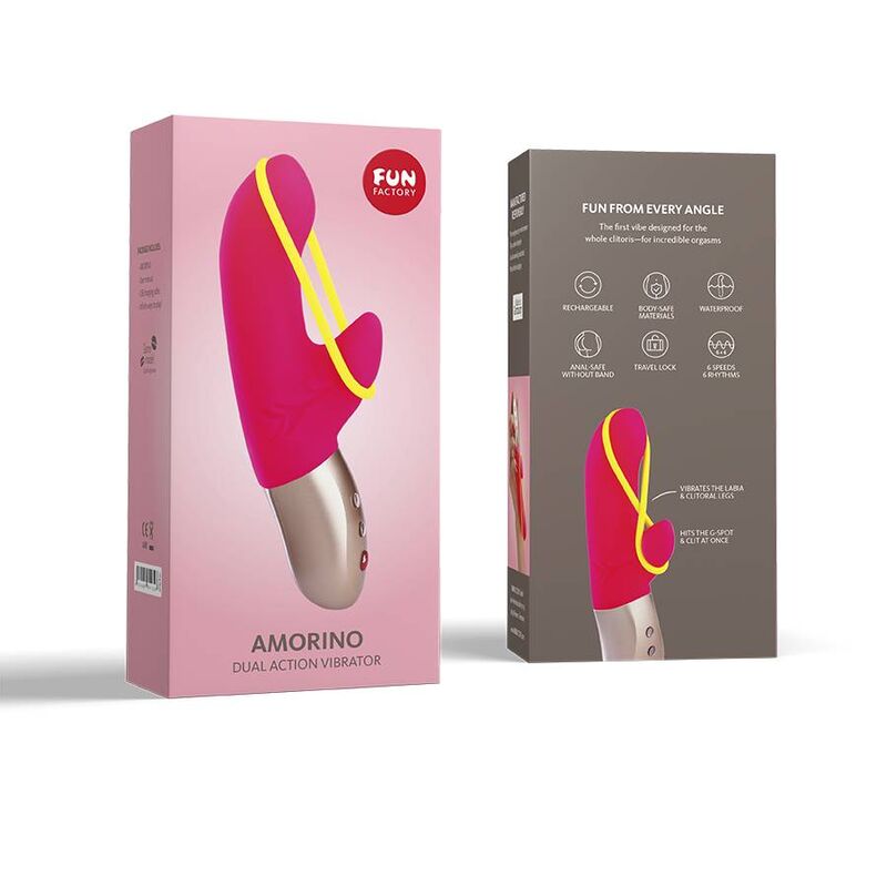 FUN FACTORY - MINI VIBRATEUR AMORINO ROSE ET JAUNE FLUO