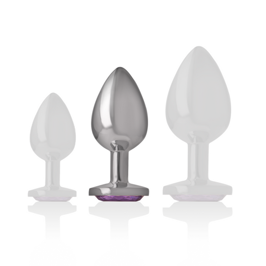 INTENSE - PLUG ANAL EN MÉTAL ALUMINIUM AVEC VERRE VIOLET TAILLE M