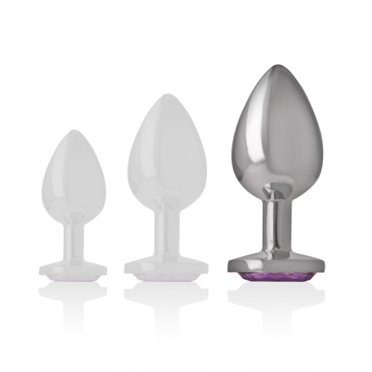 INTENSE - PLUG ANAL EN MÉTAL ALUMINIUM AVEC VERRE VIOLET TAILLE L