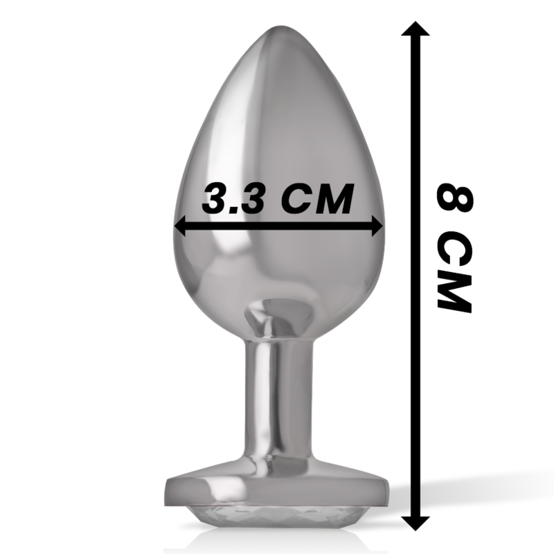 INTENSE - ALUMINUM METAL ANAL PLUG WITH SILVER GLASS SIZE M