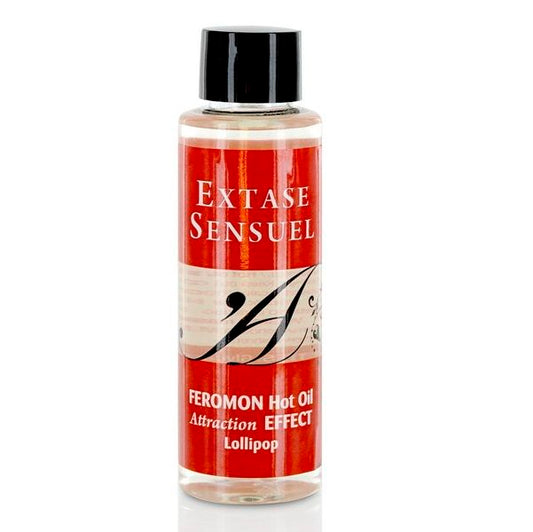 EXTASE SENSUAL - HUILE DE MASSAGE EFFET CHALEUR AUX PHÉROMONES LOLLIPOP 100 ML