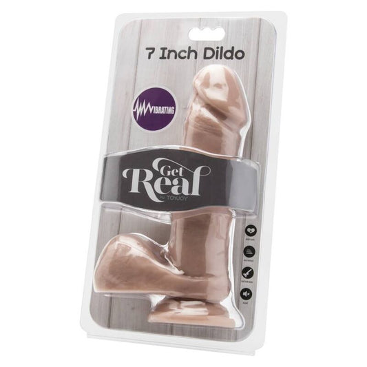 GET REAL - DILDO 18 CM AVEC VIBRATEUR NATUREL TESTICULES