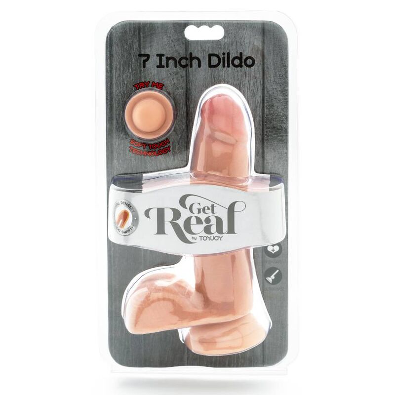 GET REAL - DILDO DOUBLE DENSITÉ 12 CM AVEC TESTICULES NATURELS
