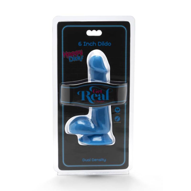 GET REAL - HAPPY DICKS DILDO 12 CM AVEC TESTICULES BLEUS