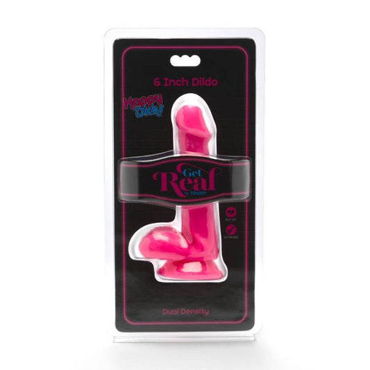 GET REAL - HAPPY DICKS DILDO 12 CM AVEC TESTICULES ROSES
