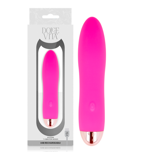 DOLCE VITA - PINK FOUR RECHARGEABLE VIBRATOR 7 SPEEDS