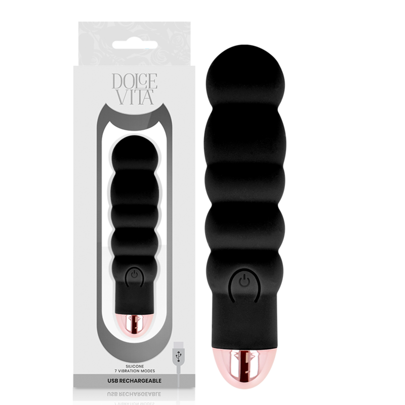 DOLCE VITA - VIBRATEUR RECHARGEABLE SIX BLACK 7 VITESSES