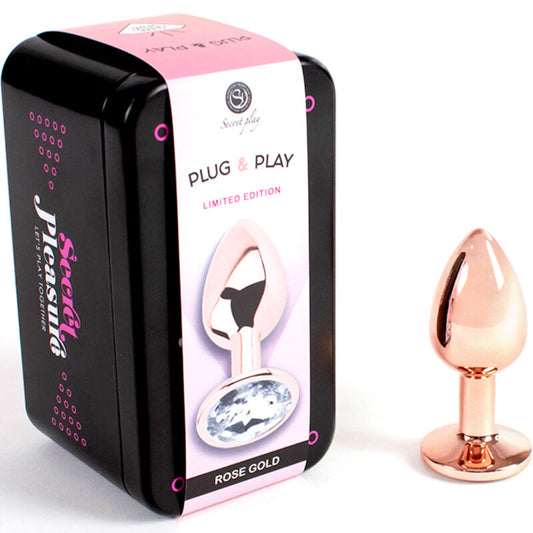 SECRETPLAY - PLUG ANALÉTIQUE EN MÉTAL OR ROSE TAILLE S 7 CM