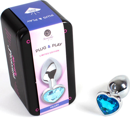 SECRETPLAY - PLUG ANALÉTIQUE EN MÉTAL COEUR BLEU TAILLE S 7 CM