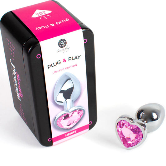 SECRETPLAY - PLUG ANALÉTIQUE EN MÉTAL COEUR FUCHSIA TAILLE S 7 CM