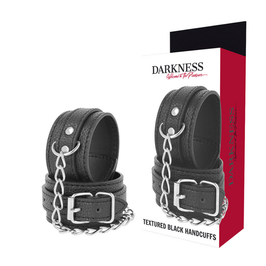 OBSCURITÉ - MENOTTES EN CUIR TEXTURÉ NOIR