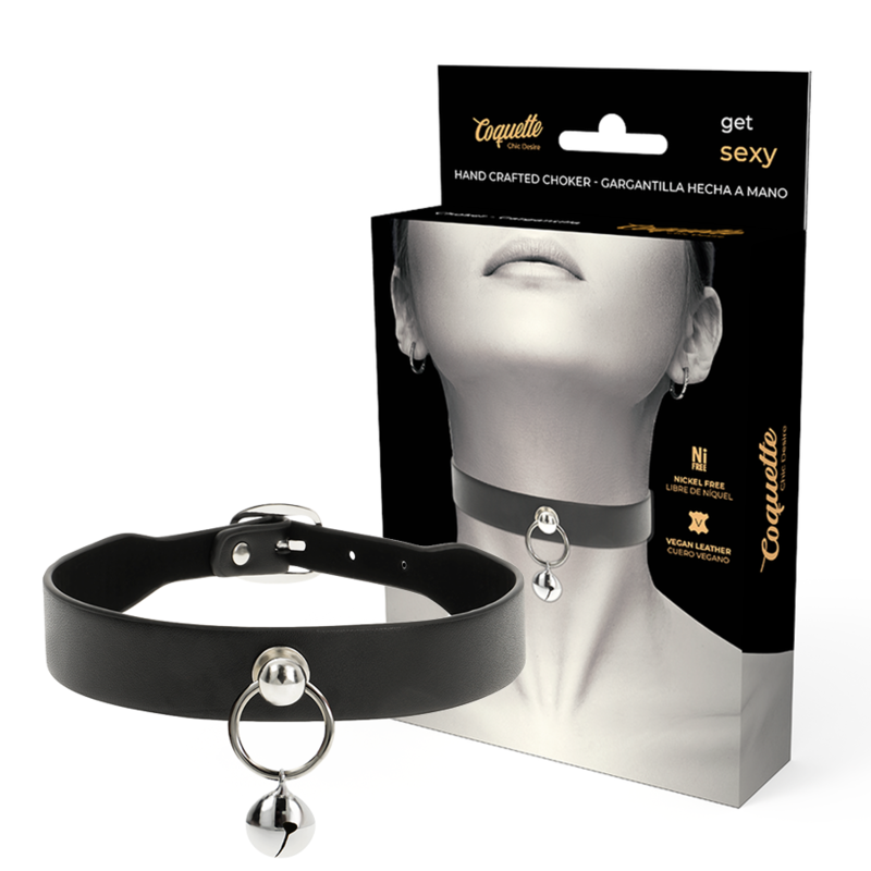 COQUETTE CHIC DESIRE - COLLIER EN CUIR VEGAN ACCESSOIRE FEMME CLOCHE/BAGUE