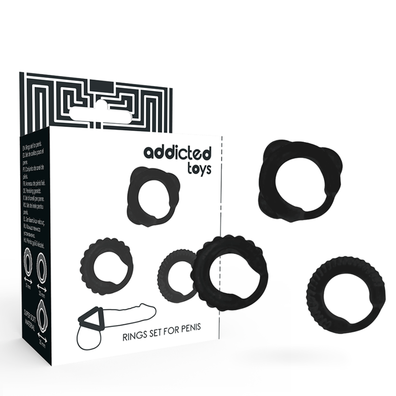 ADDICTED TOYS - LOT DE 3 ANNEAUX PÉNIS NOIRS