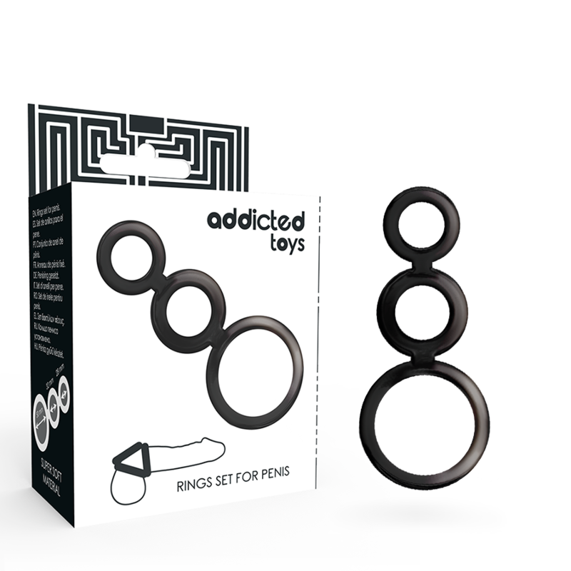 ADDICTED TOYS - ENSEMBLE D'ANNEAU POUR PÉNIS ET TESTICULES - FUMÉ