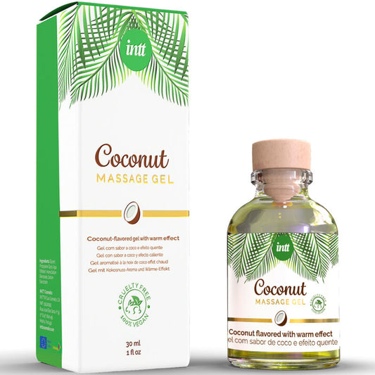 INTT - Gel de massage végétalien au goût de noix de coco et effet chauffant