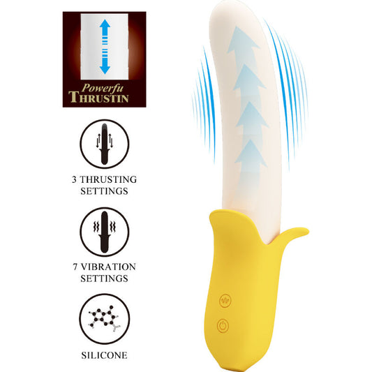 PRETTY LOVE - BANANA GEEK SUPER POWER 7 VIBRATIONS HAUT ET BAS SILICONE NOIR