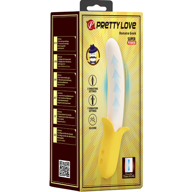 PRETTY LOVE - BANANA GEEK SUPER POWER 7 VIBRATIONS HAUT ET BAS SILICONE NOIR