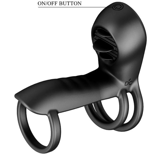 PRETTY LOVE - JAMMY PENIS SLEEVE 12 VIBRATIONS AVEC LANGUE EN SILICONE RECHARGEABLE