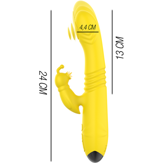 INTENSE - TOKY VIBRATEUR MULTIFONCTIONNEL RECHARGEABLE HAUT ET BAS AVEC STIMULATEUR DE CLITORIS JAUNE