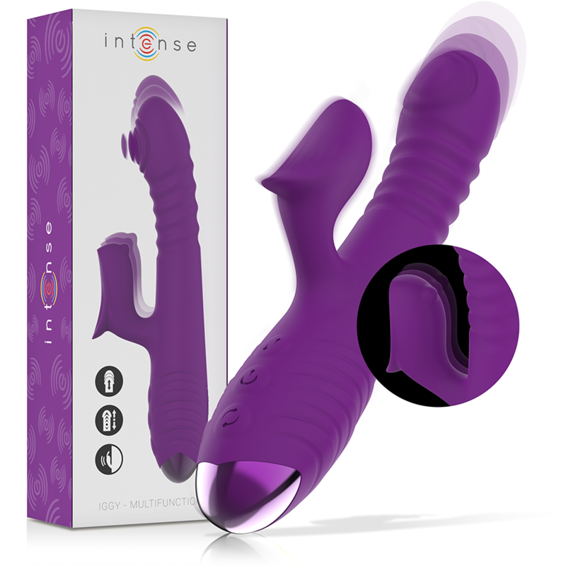 INTENSE - IGGY MULTIFUNCTIONAL RECHARGEABLE UP & DOWN VIBRATOR WITH CLITORIS STIMULATOR PURPLE