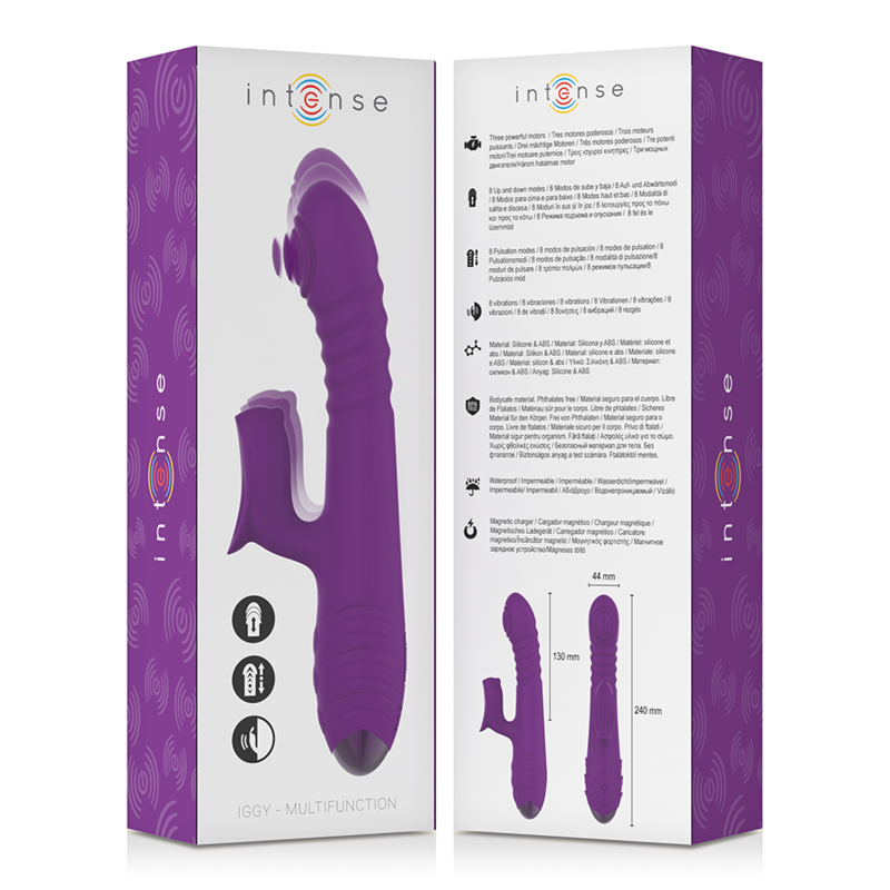 INTENSE - IGGY MULTIFUNCTIONAL RECHARGEABLE UP & DOWN VIBRATOR WITH CLITORIS STIMULATOR PURPLE