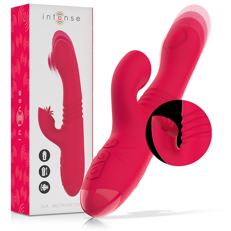 INTENSE - DUA MULTIFUNCTIONAL RECHARGEABLE UP & DOWN VIBRATOR WITH RED TONGUE