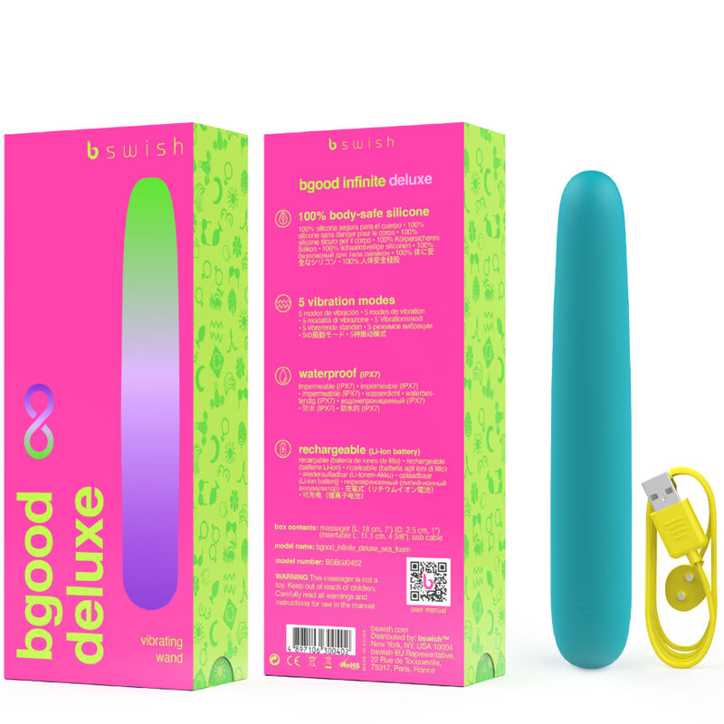 B SWISH - BGOOD INFINITE DELUXE VIBRATEUR RECHARGEABLE EN SILICONE BLEU
