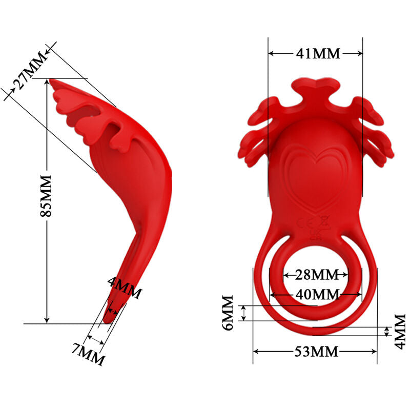PRETTY LOVE - RUBEN ANNEAU VIBRANT 7 VIBRATIONS SILICONE ROUGE