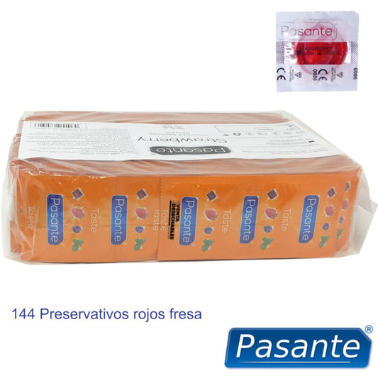 PASANTE - SACHET DE PRÉSERVATIFS SAVEUR FRAISE 144 UNITÉS