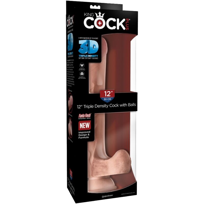 KING COCK - PÉNIS 3D RÉALISTE AVEC TESTICULES 24,8 CM NATUREL