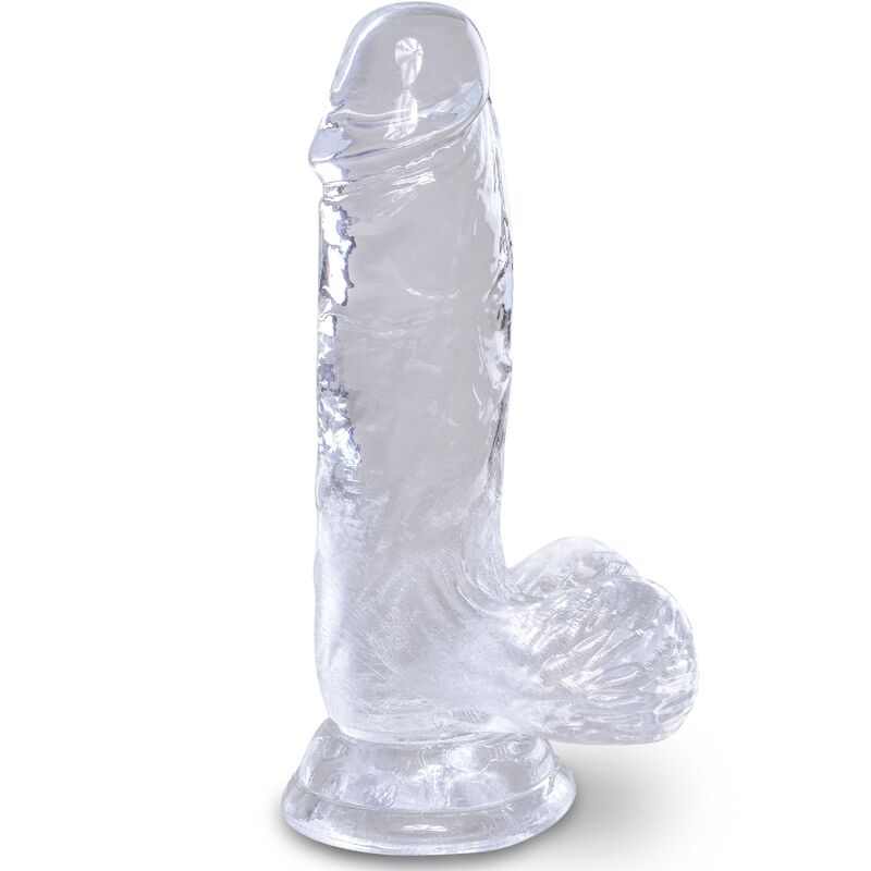 KING COCK - PÉNIS RÉALISTE ET TRANSPARENT AVEC TESTICULES 10,1 CM