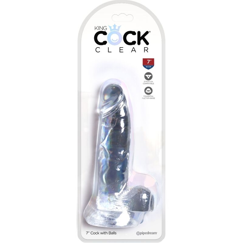 KING COCK - PÉNIS RÉALISTE ET TRANSPARENT AVEC TESTICULES 15,2 CM