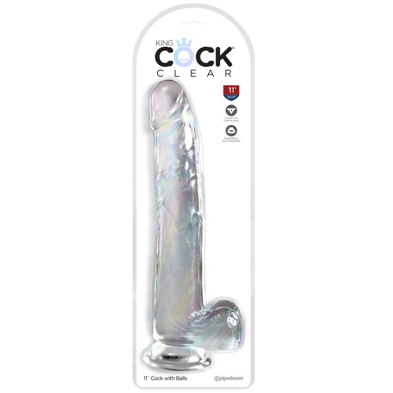 KING COCK - GODE TRANSPARENT AVEC TESTICULES 24,8 CM TRANSPARENT