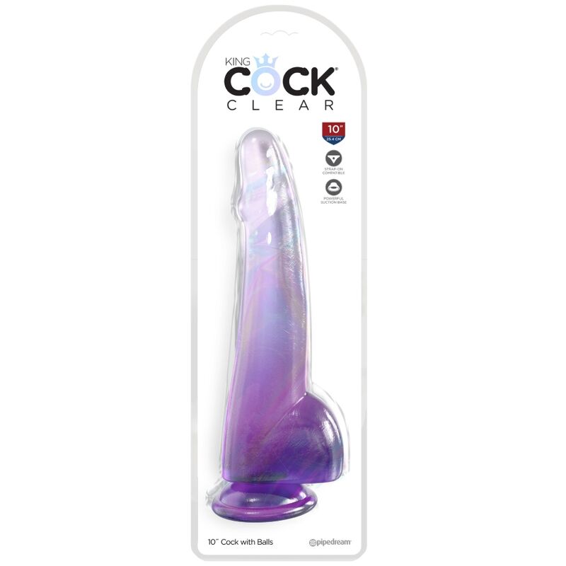 KING COCK - GODE TRANSPARENT AVEC TESTICULES 19 CM VIOLET